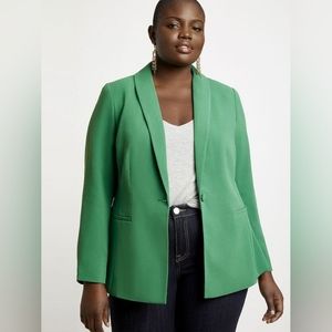 Eloquii Green Shawl Collar One Button Blazer Jacket Women's Plus Size 28